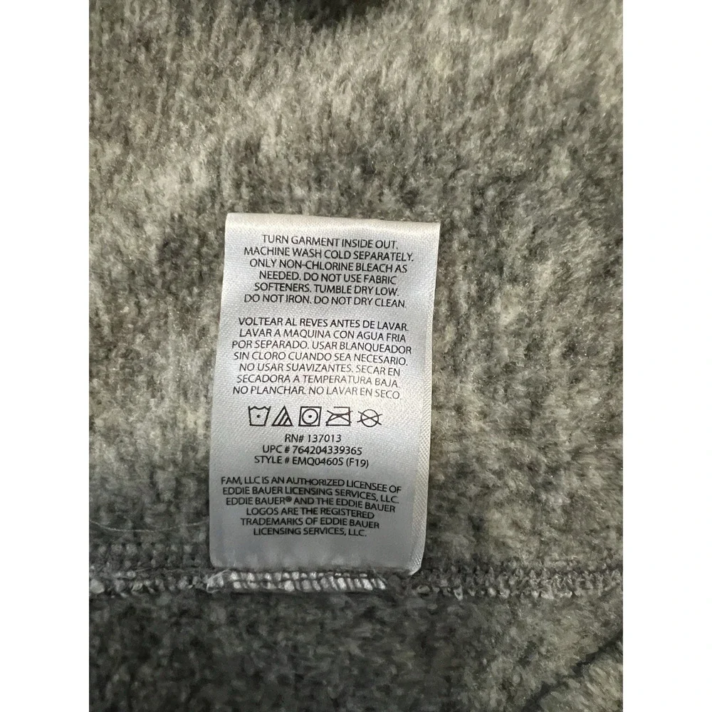 Eddie Bauer Sweater Mens Large Heather Gray Fleece 1/4 Zip Mock Neck Pullover - Picture 8 of 8